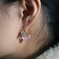 Pressed Flower Handmade Resin Heart Shape Dangle Earrings | Free Shipping