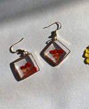 Handmade Resin Pressed Flower Dainty Earrings | Red Floral Dangle Drop earring | Heart shape earrings | Gift for Mom|