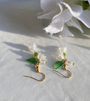 Lily of the Valley Handmade Earrings | Flowers Earrings | Dangle Earrings | Leaves Earrings Korea Style Jewelry